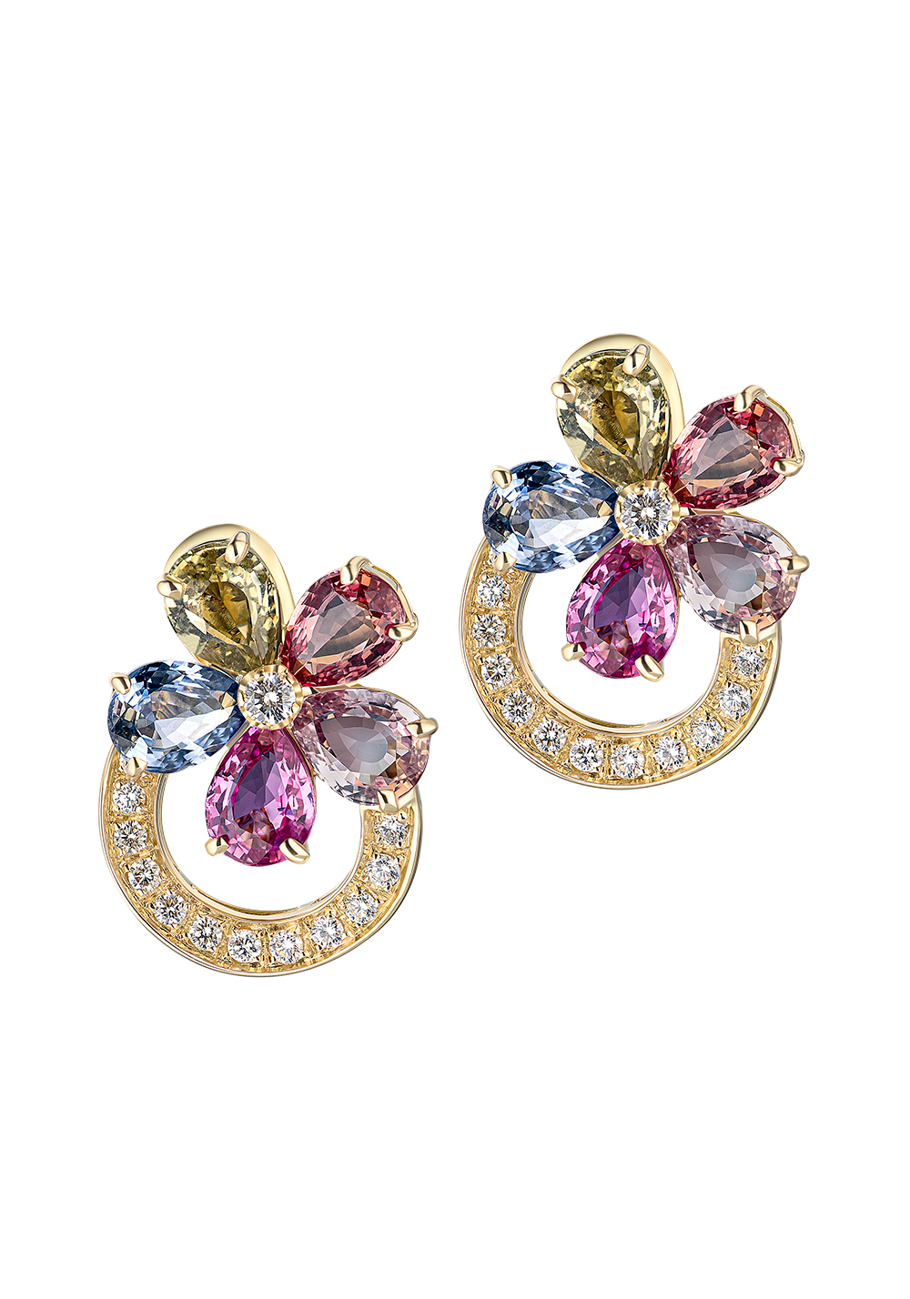 Серьги Bvlgari Multicolor Sapphire Coctail Flowers OR852806(2860) №3