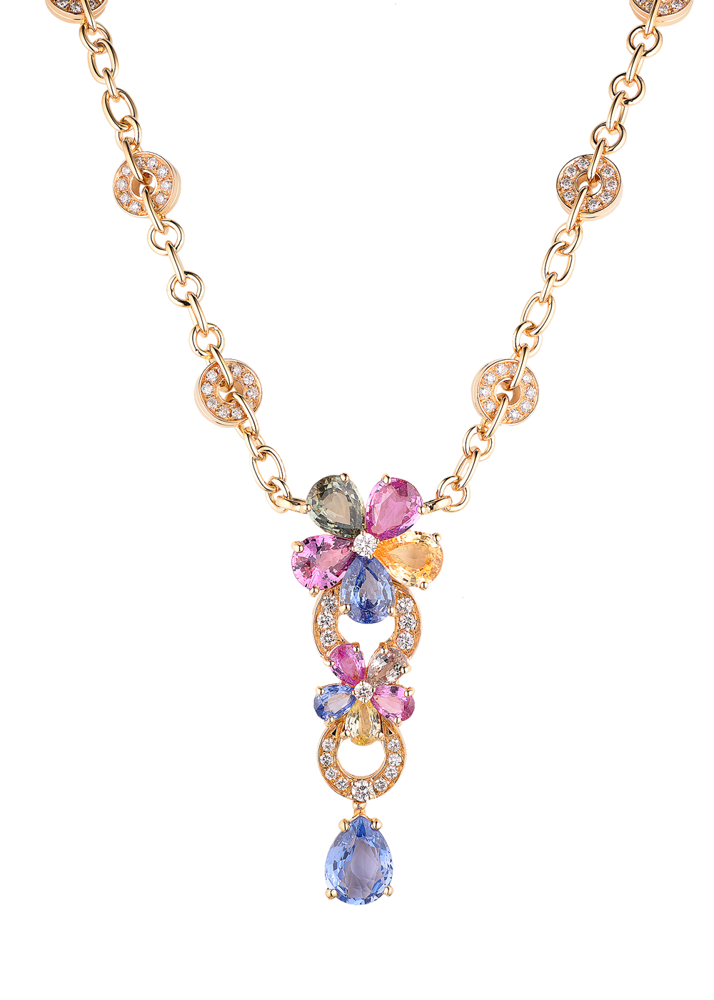 Колье Bvlgari Multicolor Sapphire Flower(6279) №2