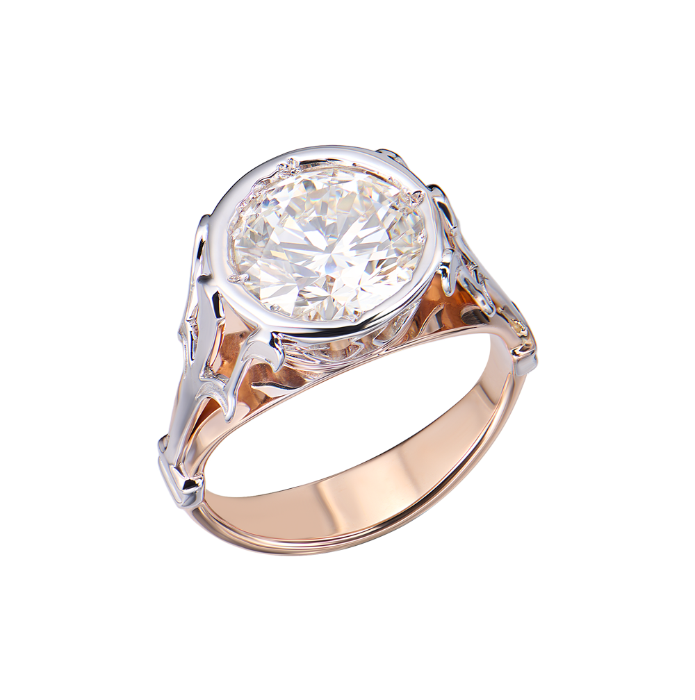 Кольцо No name 6,78 ct K/SI1 Round Cut Diamond & Rose & White Gold(49597) №5