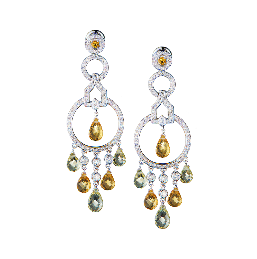Серьги Ralfdiamonds Diamond & Citrine & White Gold(46324) №3