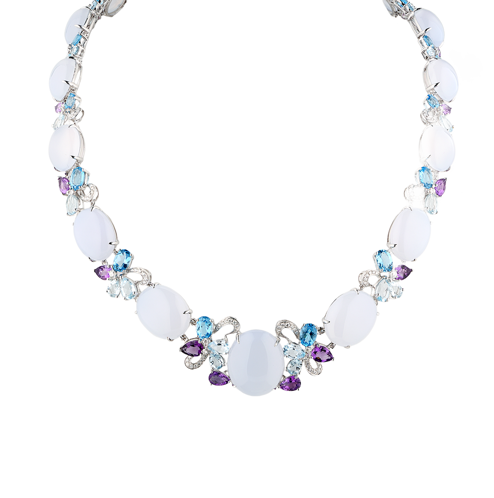 Колье Oro Vitchenza Jewellery Louna Stone & Diamonds & Multigemstone & White Gold(37197) №5