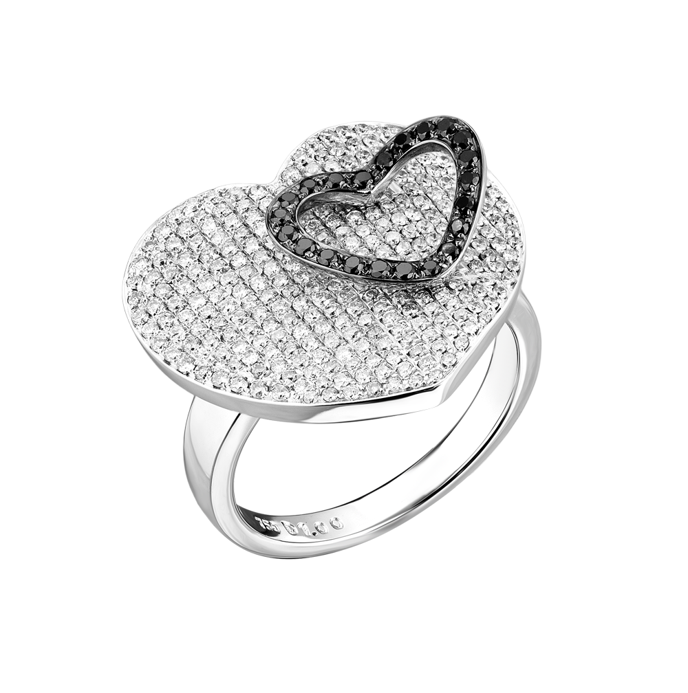 Кольцо No name Black & White Diamonds & White Gold(40978) №5