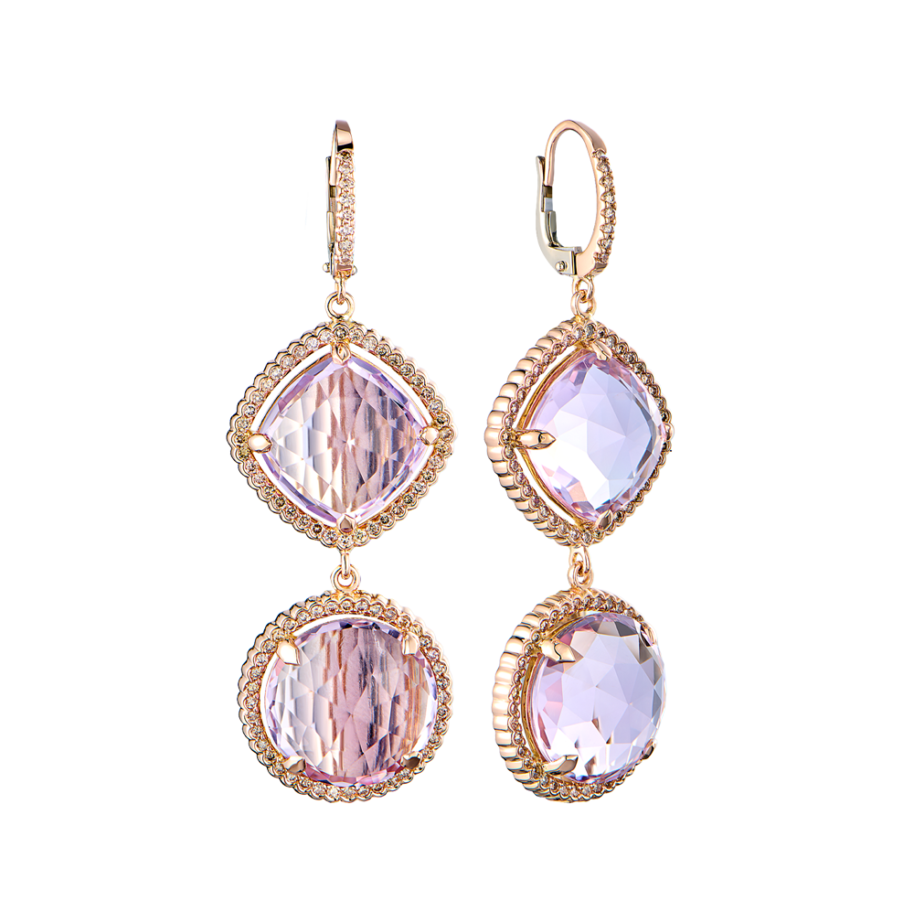 Серьги No name Rose Gold Amethyst & Diamonds(52898) №4