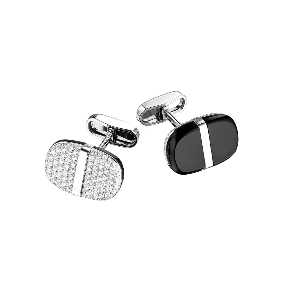 Запонки Jacob&Co Flip Cufflinks Diamond & Onyx(43506) №2