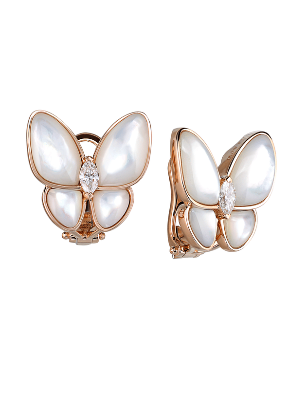 Серьги Van Cleef & Arpels Two Butterfly rose gold, Diamond, Mother-of-pearl VCARO8FN00(42339) №4