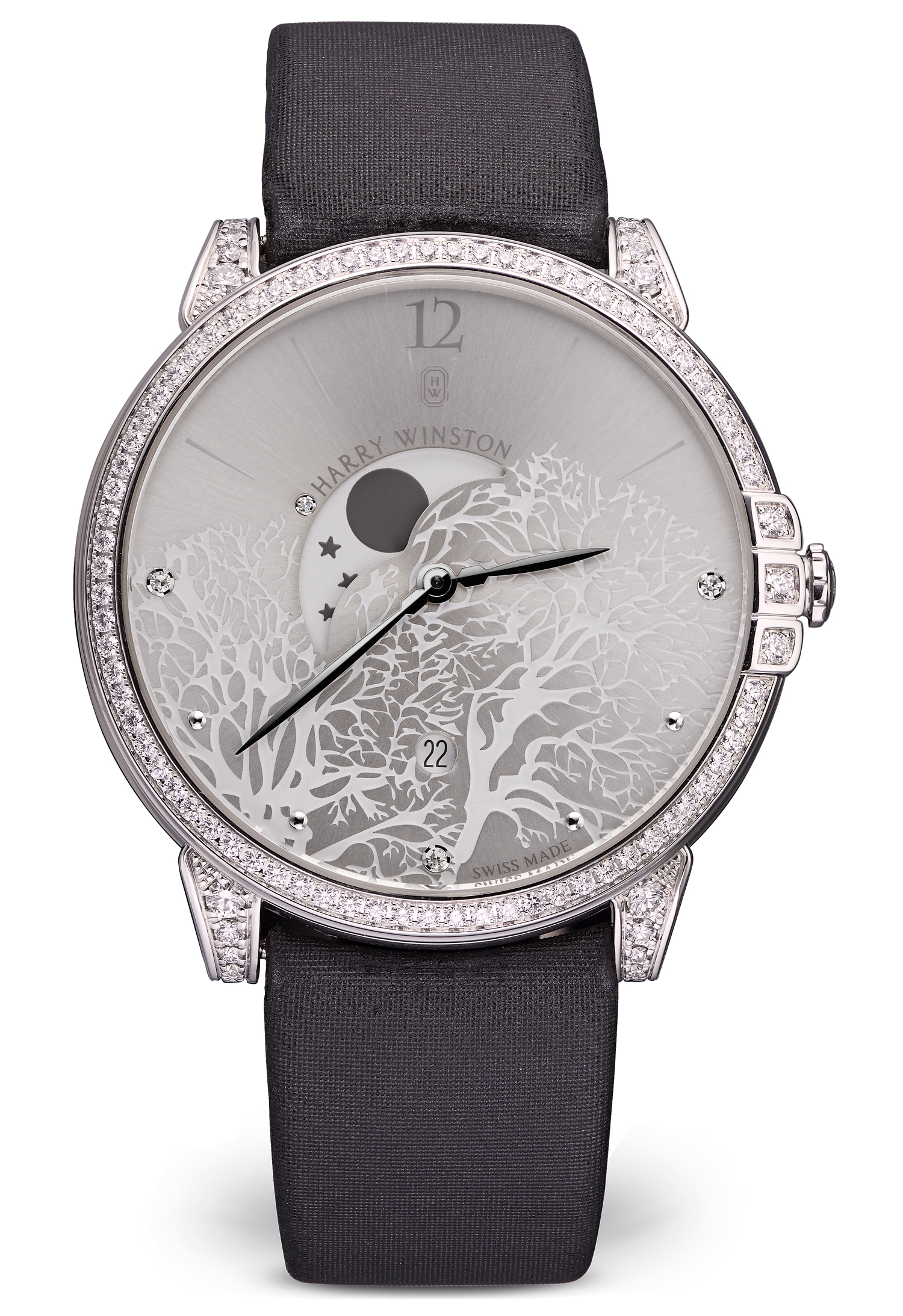 Швейцарские часы Harry Winston Midnight Moon Phase 18K White Gold & Diamonds 450/UQMP39W(12558) №4