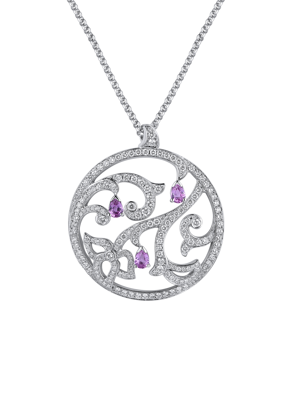 Подвеска Piaget Limelight White Gold Diamonds Pink Sapphires Pendant G33L4300(12585) №5