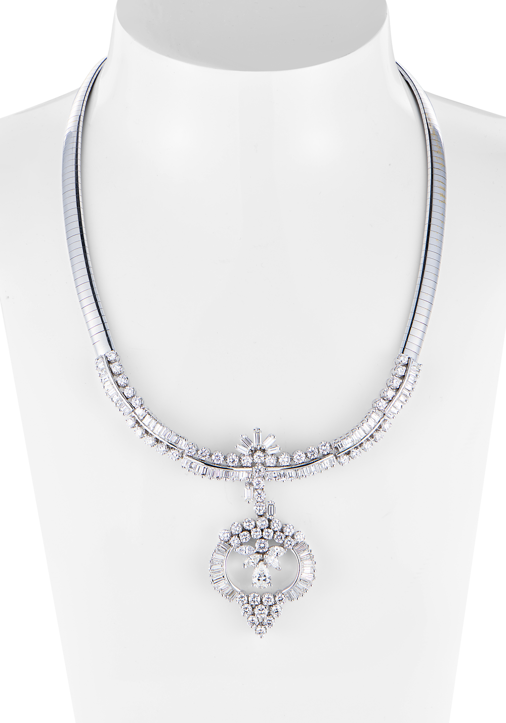 Колье No name 11,06 ct Round, Baguette, Marquise, Pear Cut Diamonds & White Gold(51543) №7
