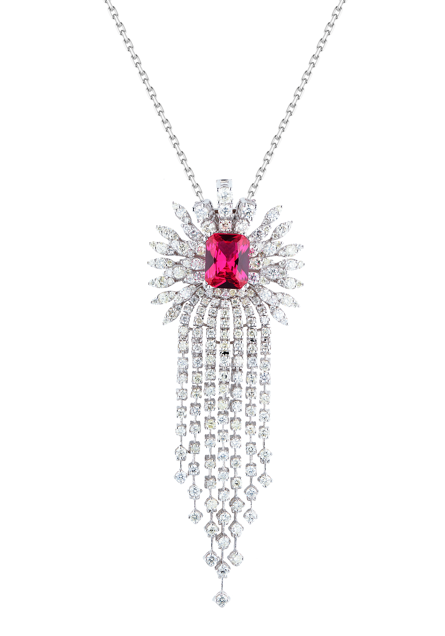 Подвеска No name Red Ruby Radiant Cut & 4,05 ct Diamonds & White Gold(32280) №5