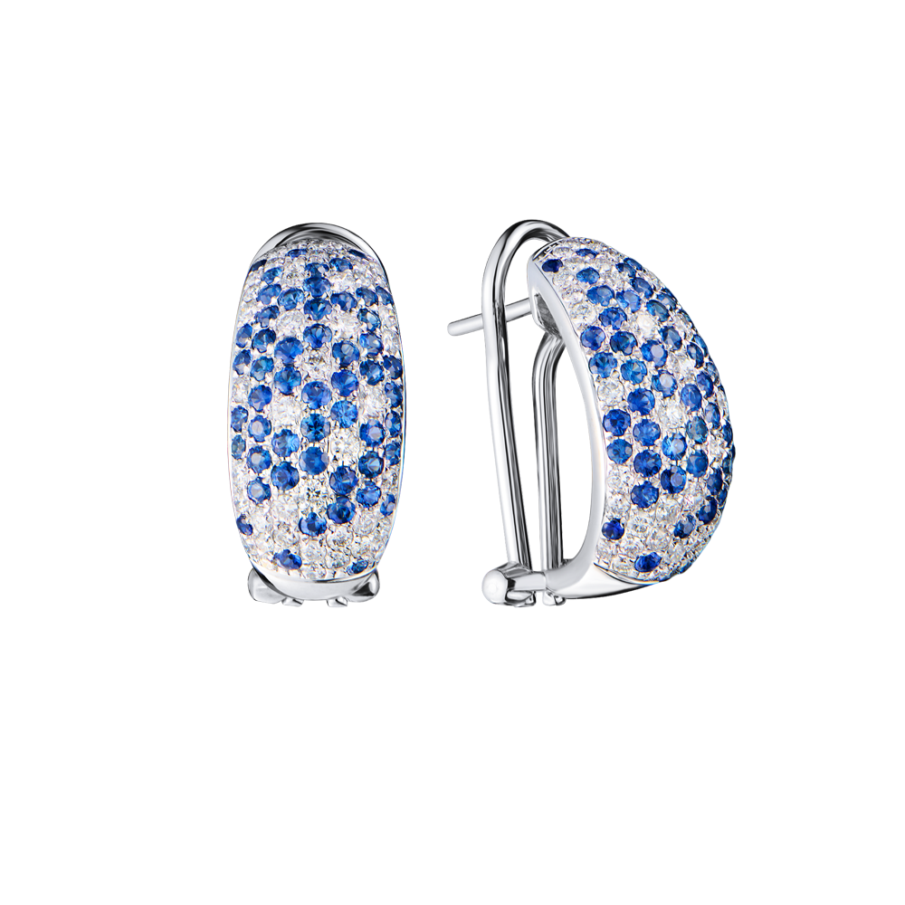 Серьги No name Blue Topaz & Diamond & White Gold(55755) №2