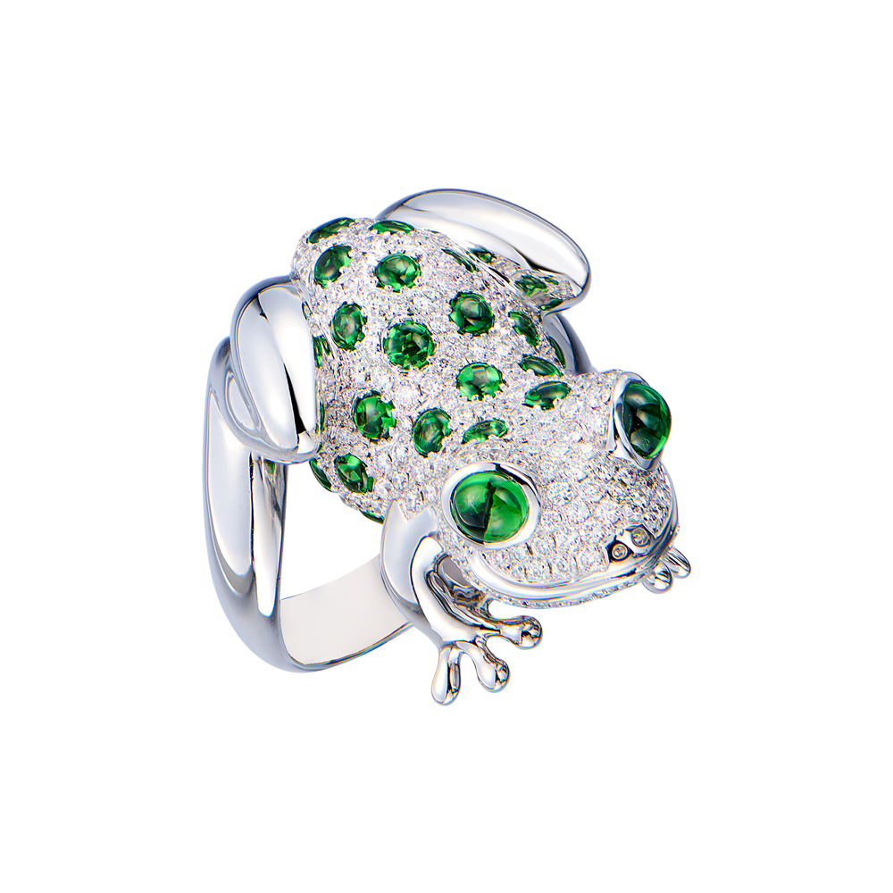 Кольцо Stenzhorn Frog White Gold & Diamonds & Tsavorites(52098) №4