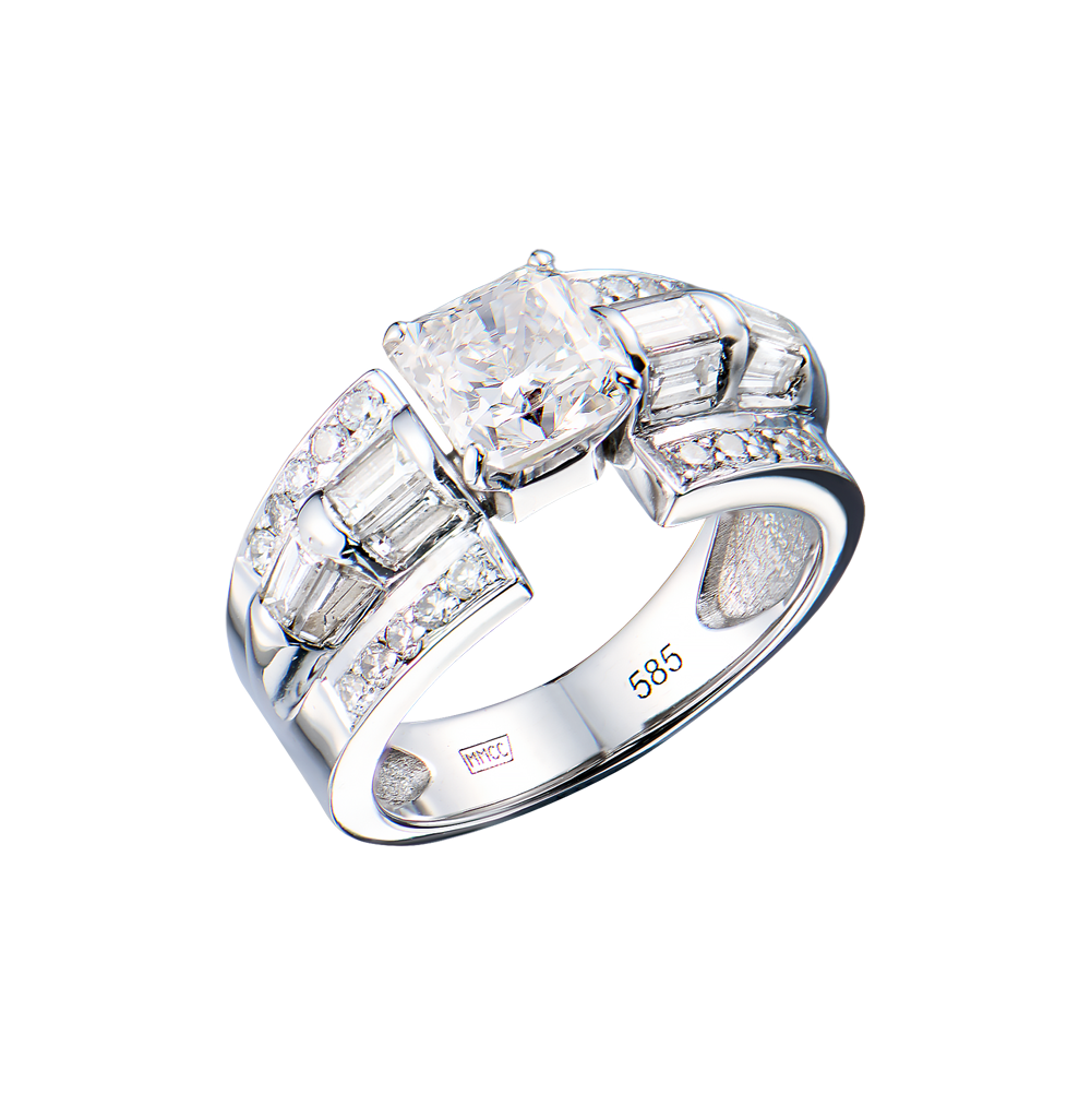 Кольцо No name МГУ 1,50 сt G/SI1 Radiant Cut Diamond & White Gold(55301) №3