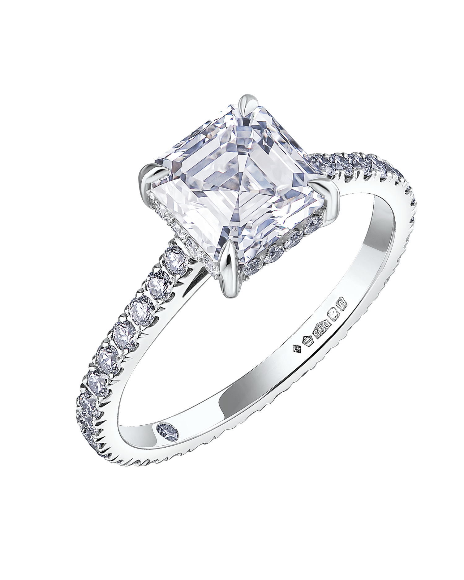 Кольцо GIA Square Emerald Cut 2,00 ct F/VVS2 Platinum(13154) №5