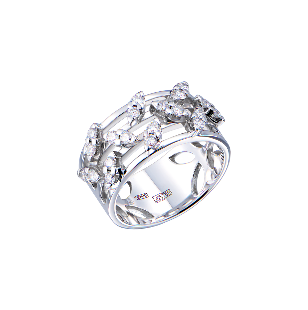 Кольцо No name Round cut Diamonds & White Gold(50232) №4
