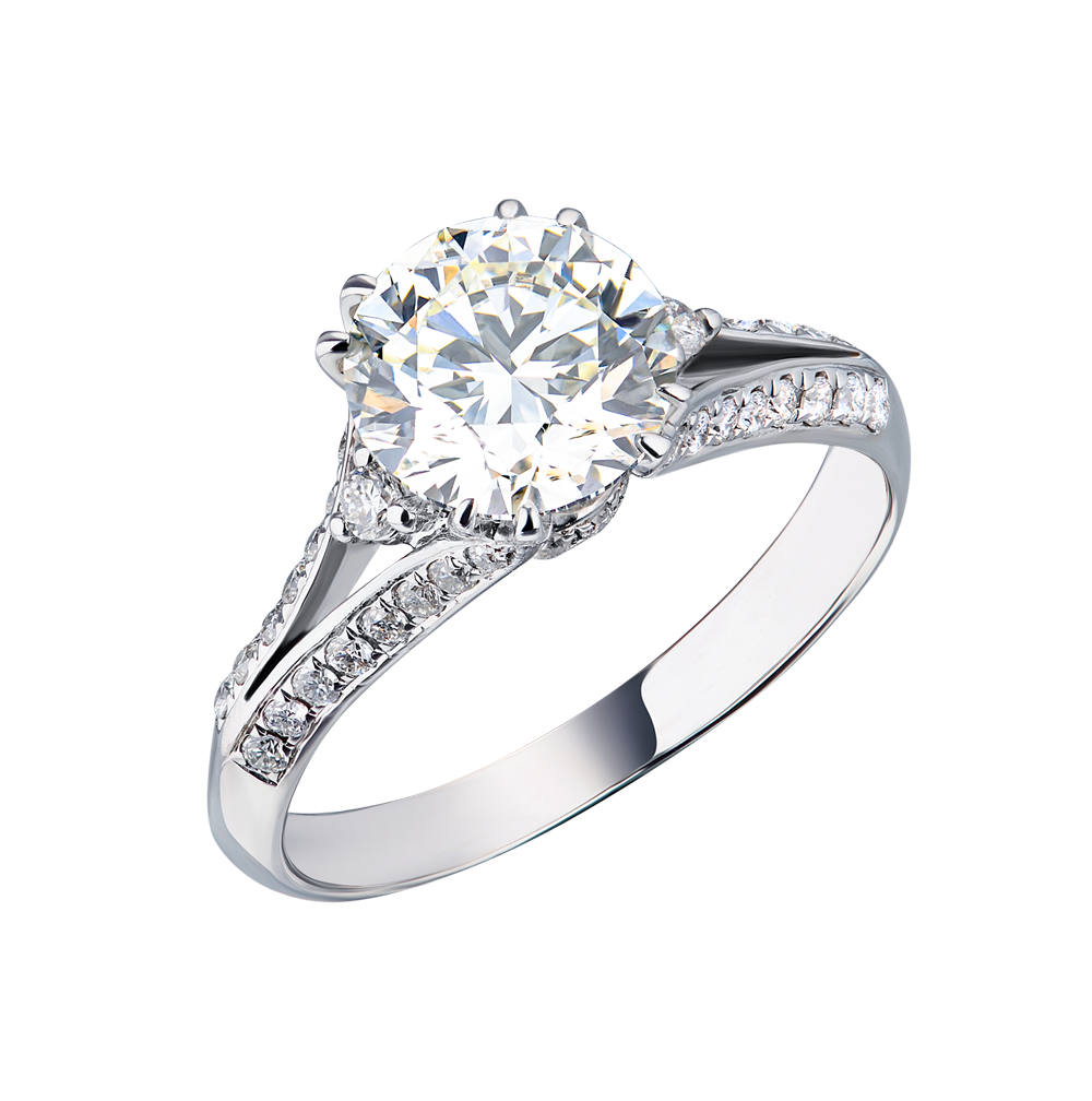 Кольцо No name 2,14 ct L/VS1 Round Diamond White Gold(34138) №5