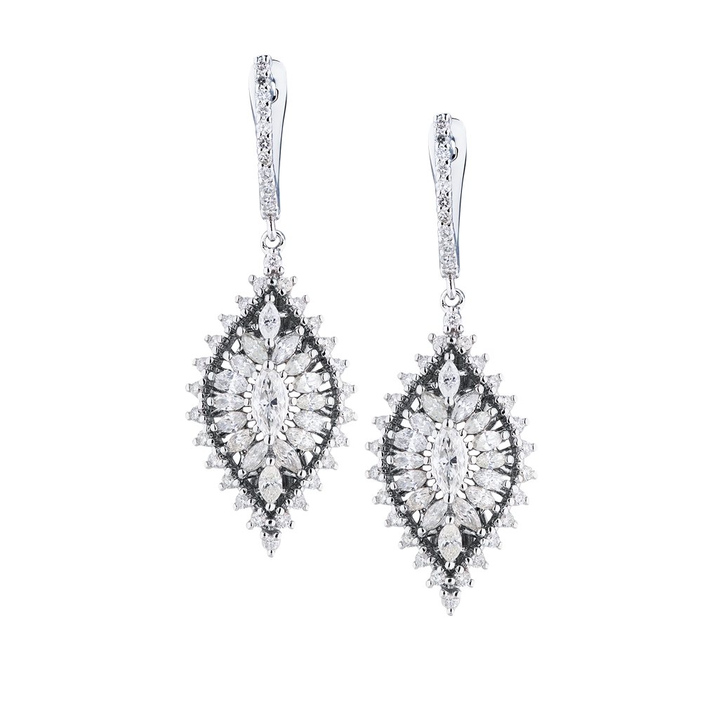 Серьги No name White Gold & Round & 1.44 ct Fancy Cut Diamonds(31371) №4