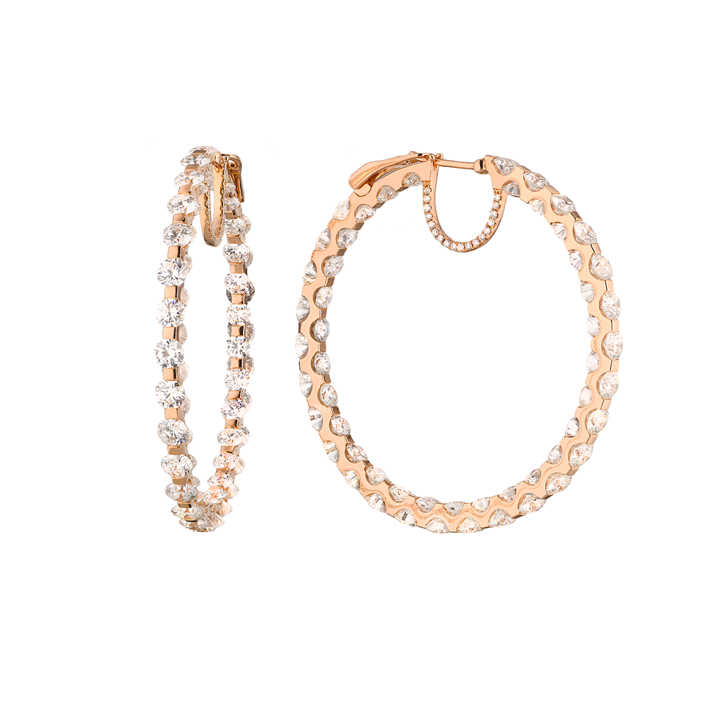 Серьги Ralfdiamonds 14,58 ct Round Cut Diamonds & Rose Gold Hoop RDE(28942) №5