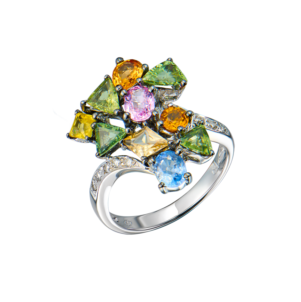 Кольцо No name Topaz & Diamonds & White Gold(55191) №2