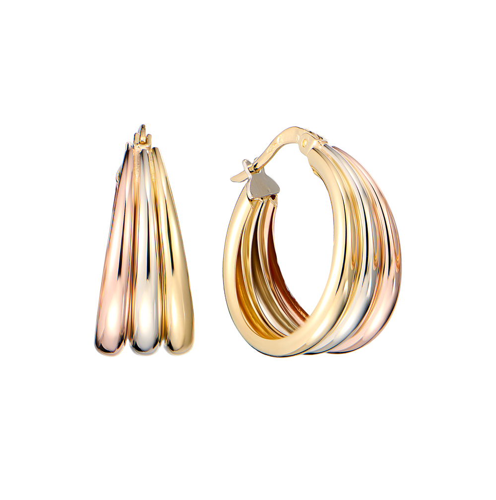 Серьги No name Tricolor Earrings White & Rose & Yellow Gold(46351) №2