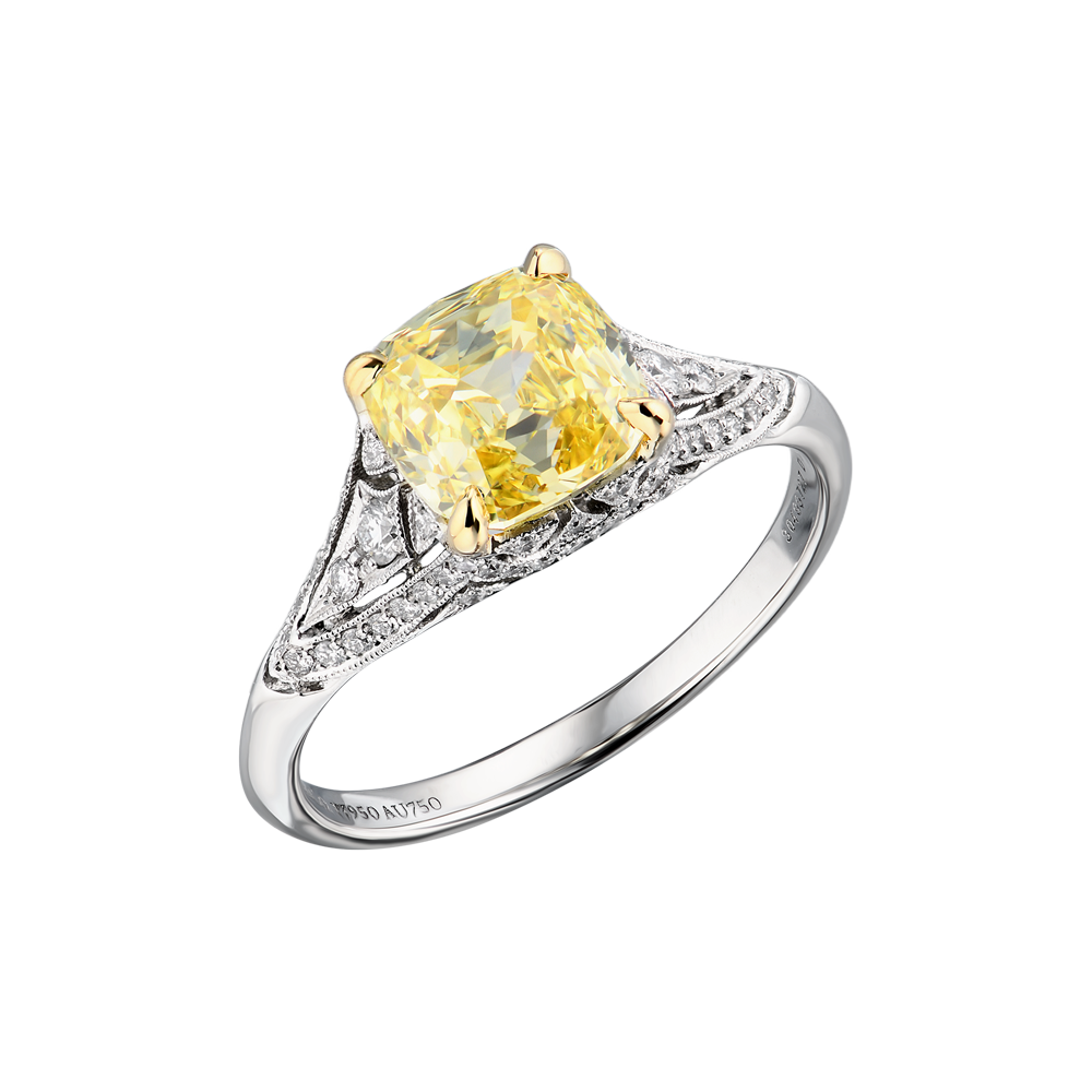 Кольцо Tiffany & Co 2,05 ct Square Antique Cut Fancy Intense Yellow / VS1(44302) №5