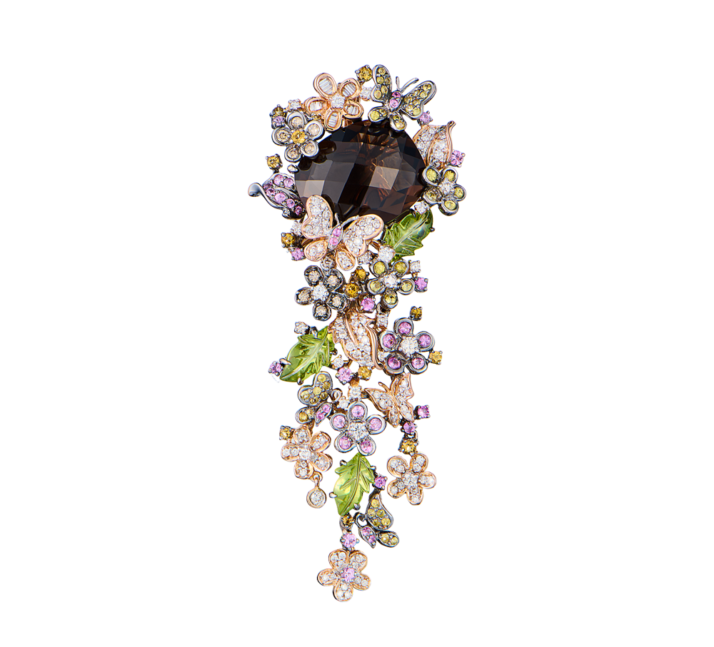 Брошь No name Smoky Quartz with Multi Gem Surround(52622) №2