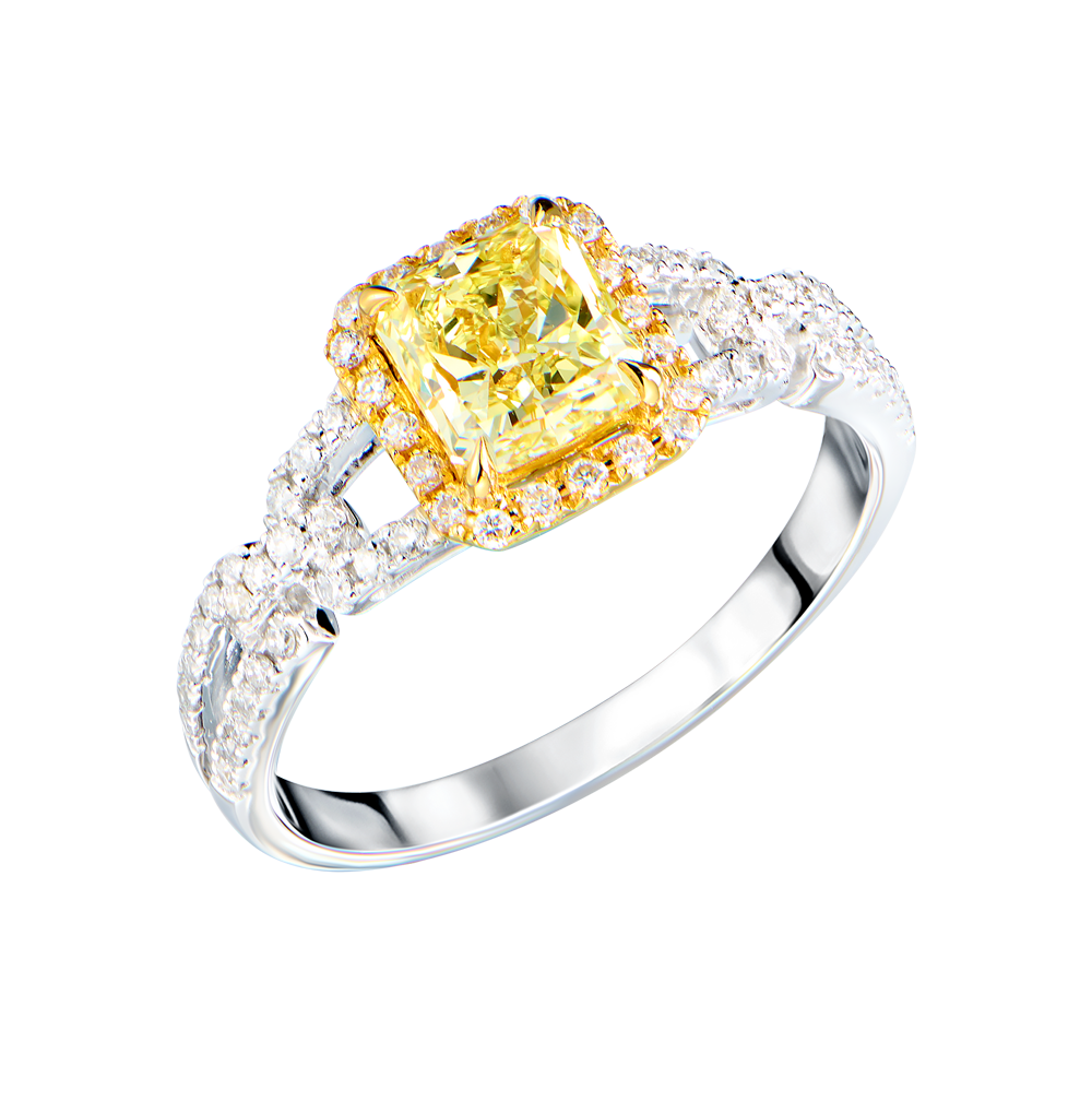 Кольцо GIA 1,05 ct Fancy Yellow/VS1 Radiant Cut & White Gold(53549) №5