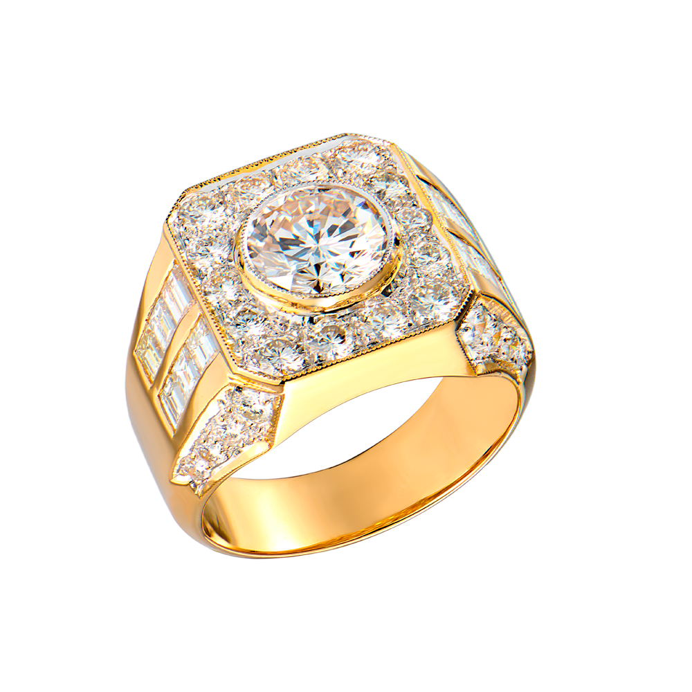 Кольцо Vasily Konovalenko 2,37 ct H/VVS2 Round Diamond & 4,8 ct Diamonds in Yellow Gold(54912) №3