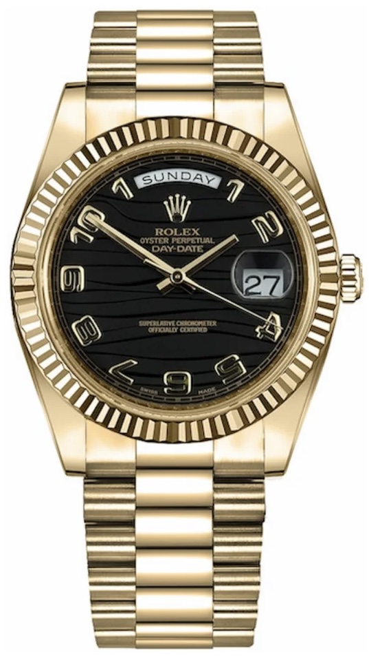 Швейцарские часы Rolex Day-Date II 41 мм Yellow Gold Wave Arabic Dial 218238(13498) №2