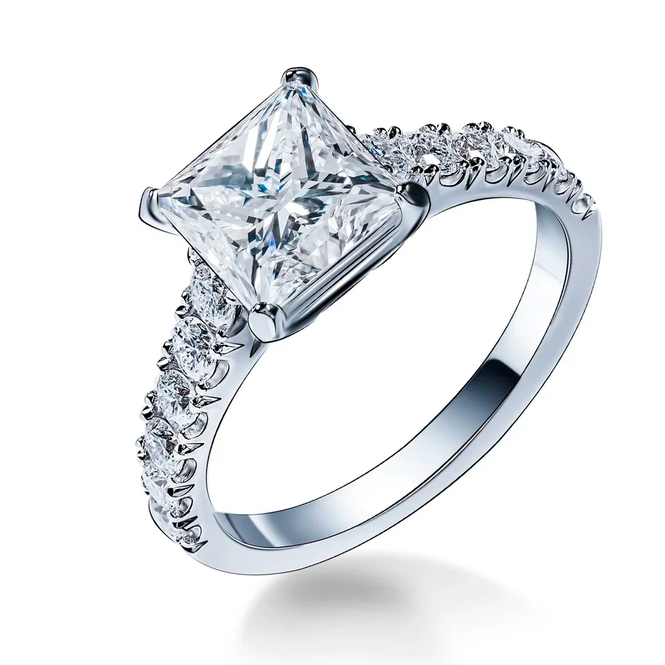 Кольцо GIA 2,05 ct F/VVS1 Square Cut Diamond(31858) №6