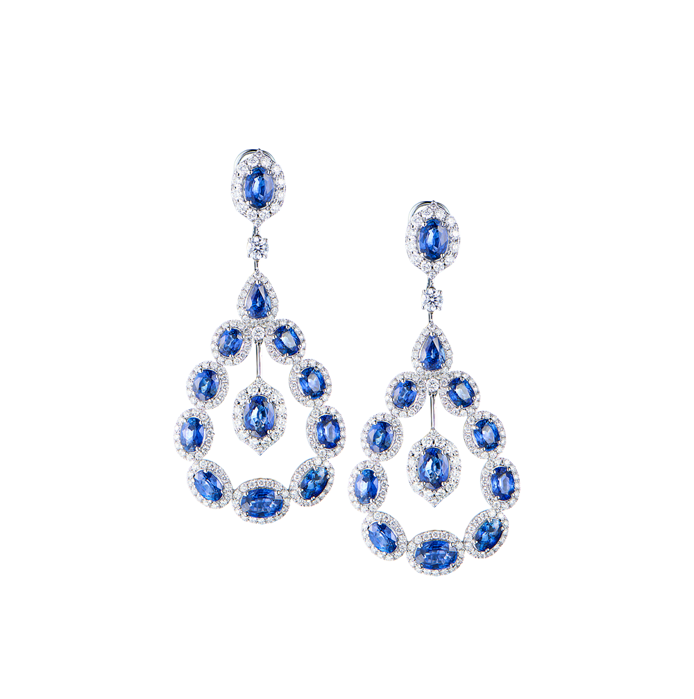 Серьги No name Natural Sapphire 16,16 ct & Natural Diamonds 4,24 ct & White Gold(49289) №5