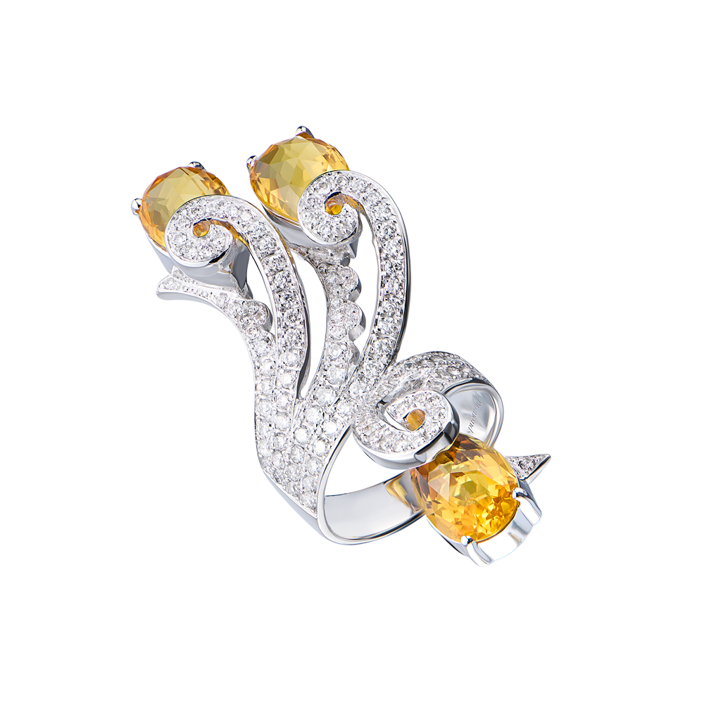 Кольцо Ralfdiamonds 1,60 ct Natural Diamonds & 8,40 ct Natural Strong Orange Citrine(51649) №4
