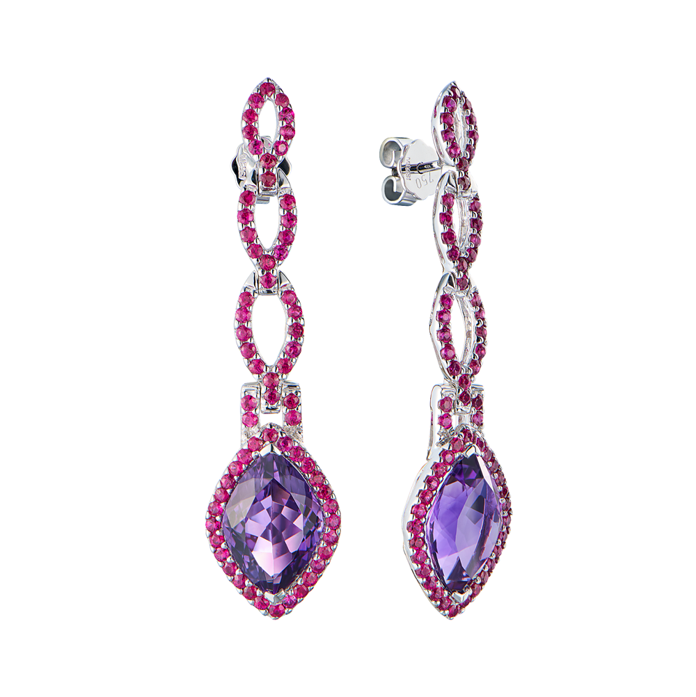 Серьги No name Amethist & Topaz & White Gold(55522) №2