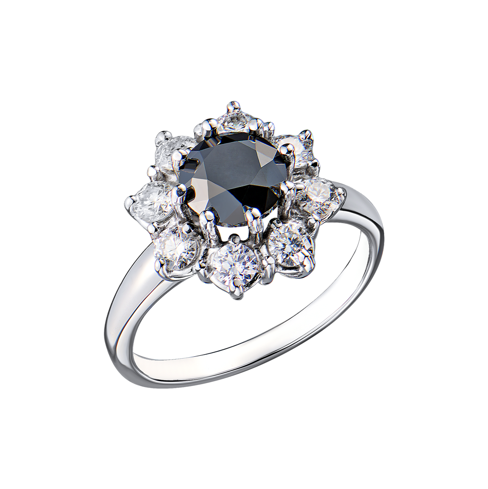 Кольцо No name 1,10 ct Black & 1,25 ct White Diamonds & White Gold(55098) №2