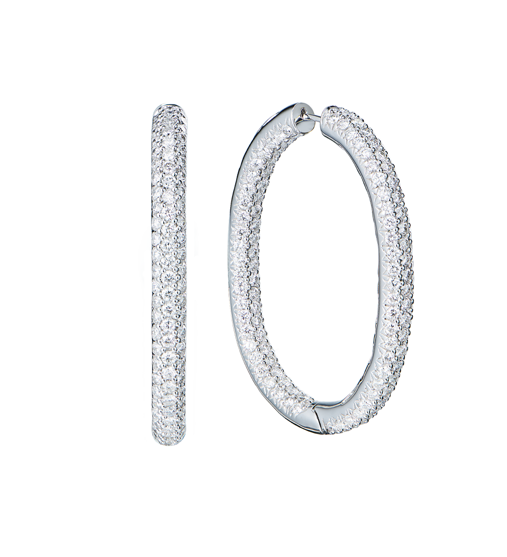 Серьги No name 9,20 ct G/SI1 Round Cut Diamonds & White Gold Hoop(52886) №5