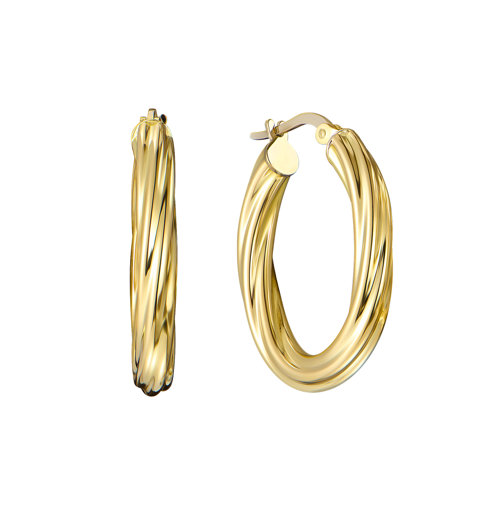Серьги No name Yellow Gold Hoop Chain Earrings(46340) №2
