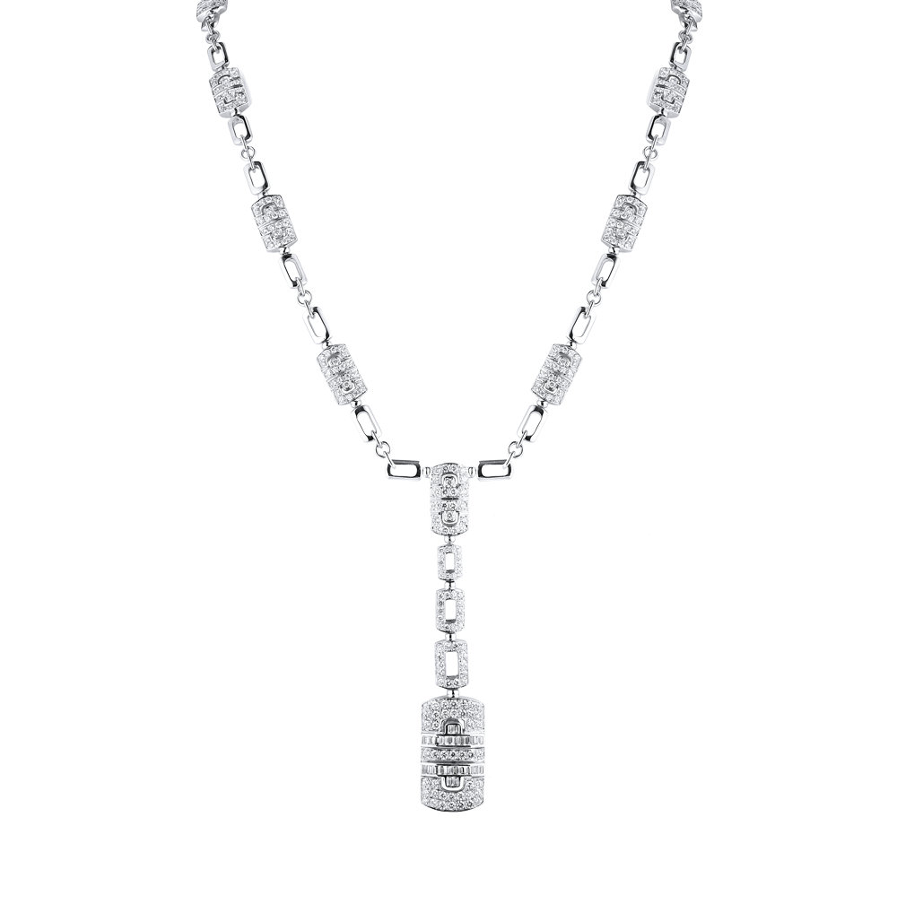 Колье No name в стиле Bvlgari Parentesi White Gold & Diamonds 4.85 ct(32761) №5