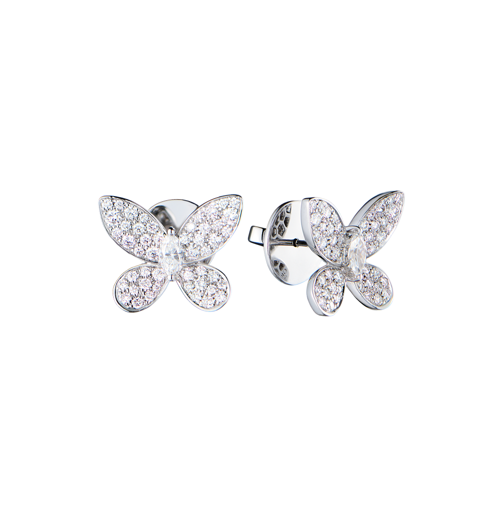 Серьги No name в стиле GRAFF Butterfly White Gold Diamonds 1,09 ct(52748) №4
