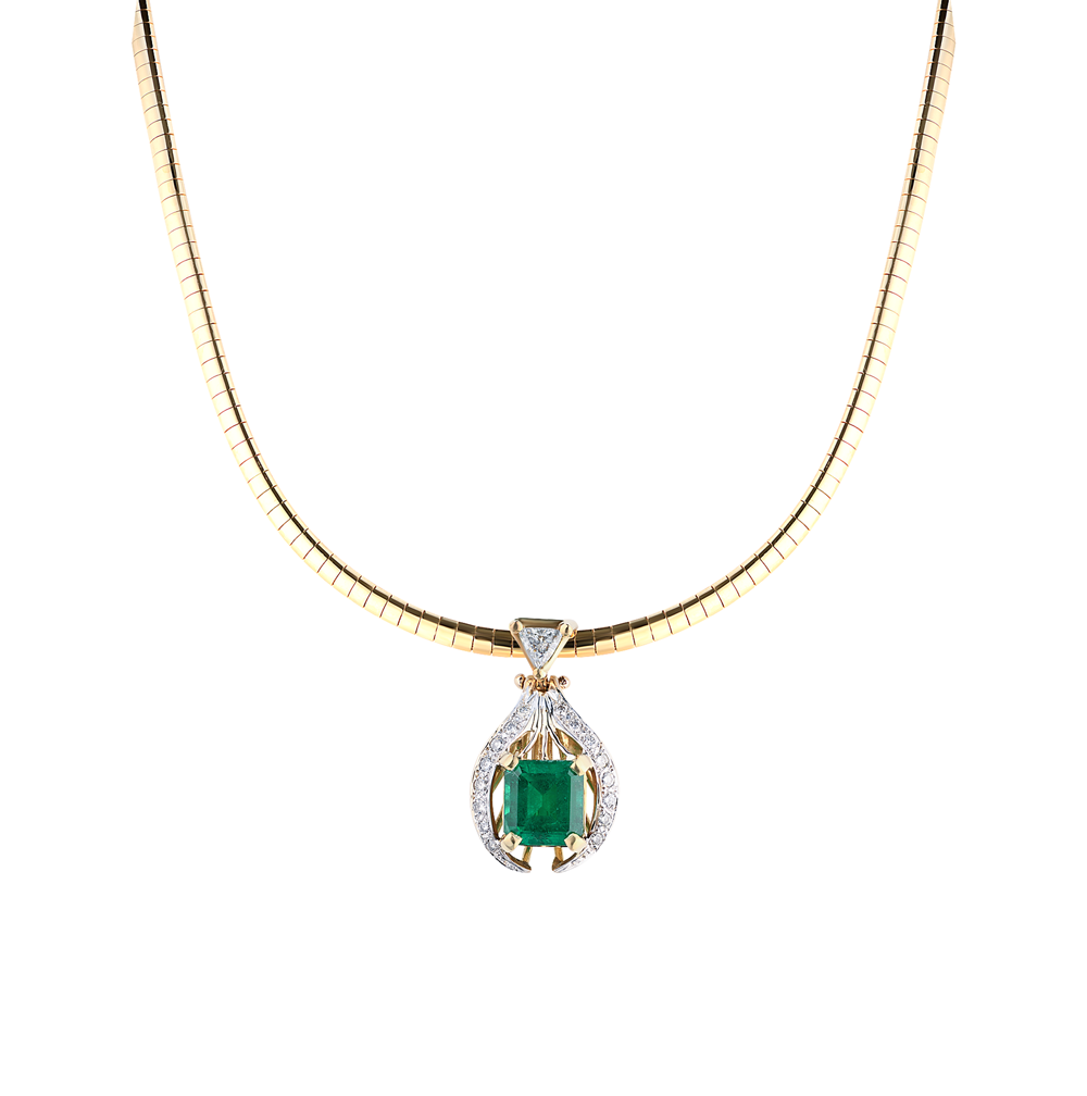 Колье No name с изумрудом 3,60 ct Strong Bluish Green/SI1 и бриллиантами(28309) №5