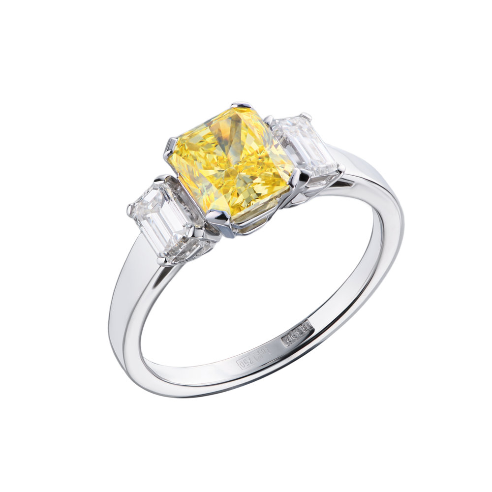 Кольцо No name 1,56 ct Fancy Intense Yellow/SI2 Radiant Cut Diamond(45525) №3