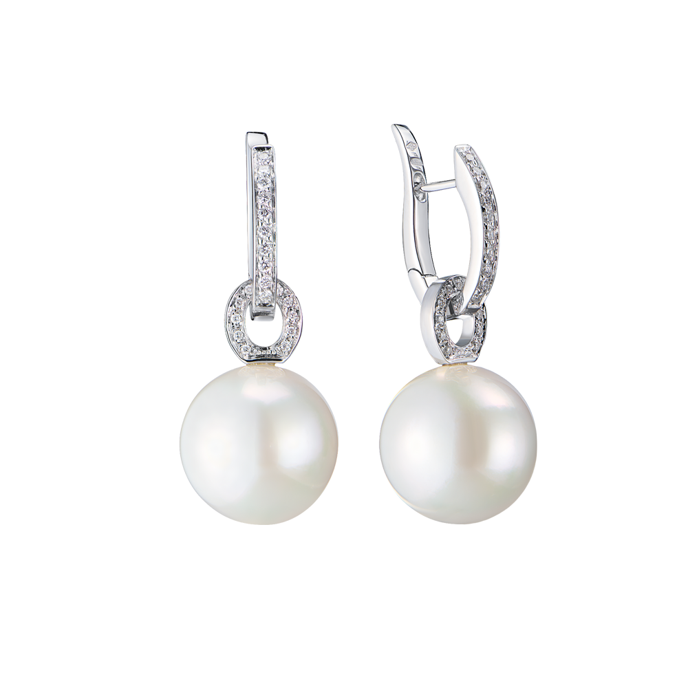Серьги UTOPIA Gallery Pearl 15,5 мм & Diamond & White Gold(55497) №2