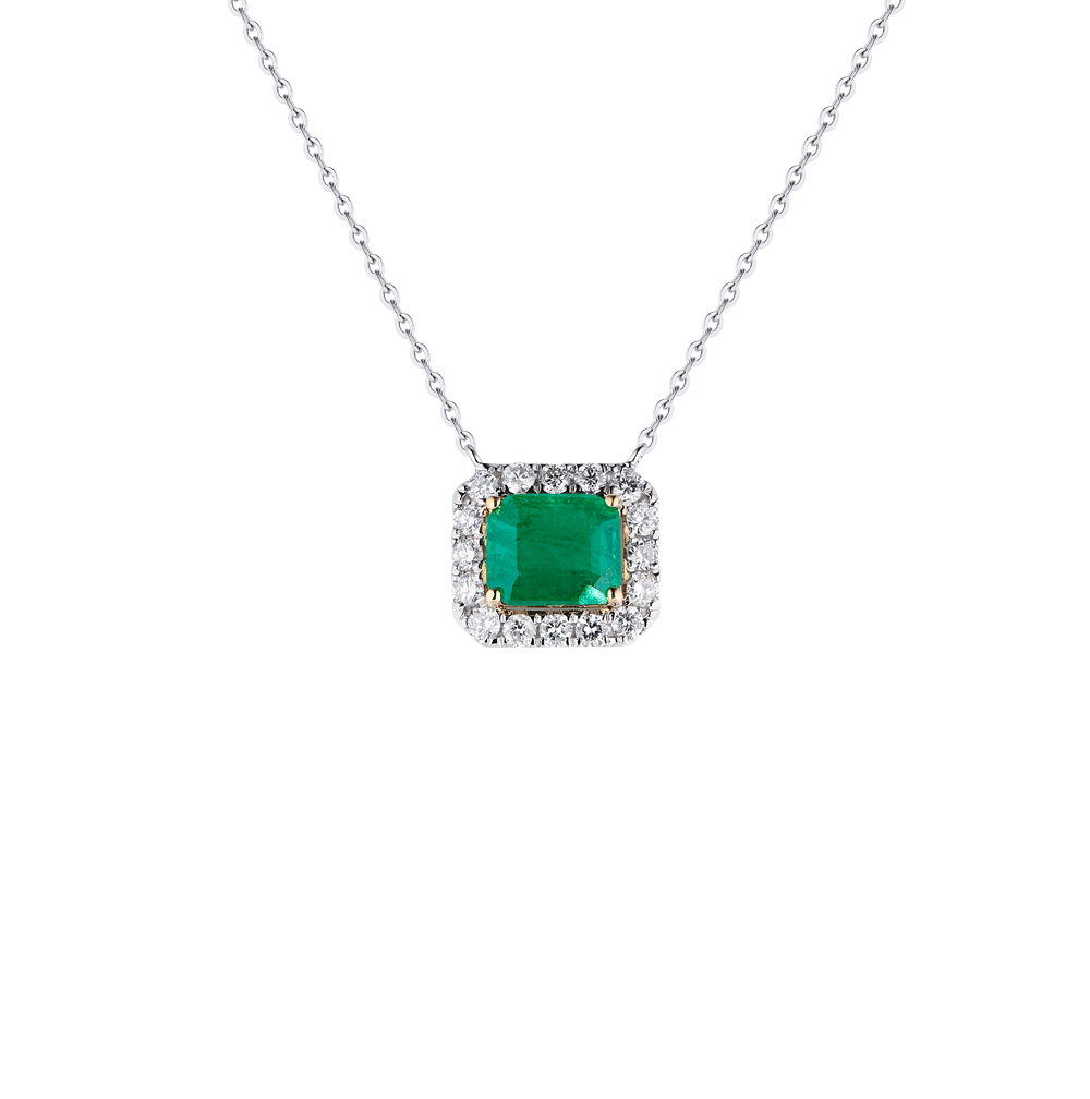 Колье No name с изумрудом 1,30 ct Intense Slightly Bluish Green/I2 и бриллиантами(31358) №5
