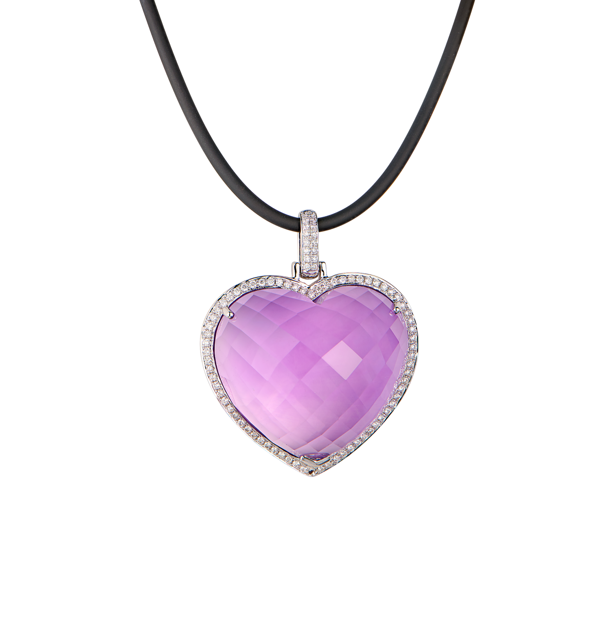 Подвеска No name 45 ct Amethyst Heart & Diamonds & White Gold(56080) №2