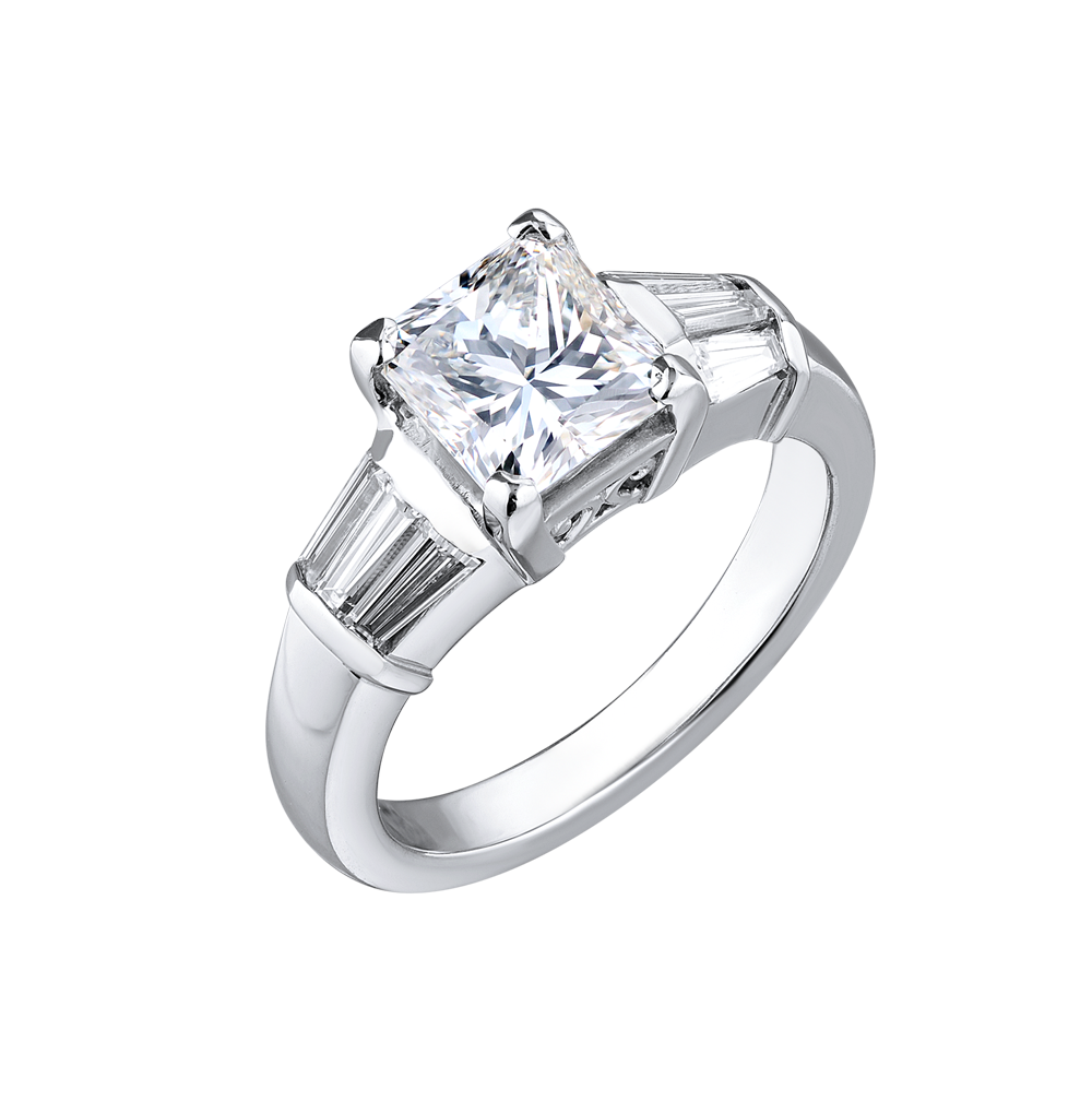 Кольцо No name 2,17 ct H/VS1 Princess cut Diamond & Baguette cut diamonds(20669) №5