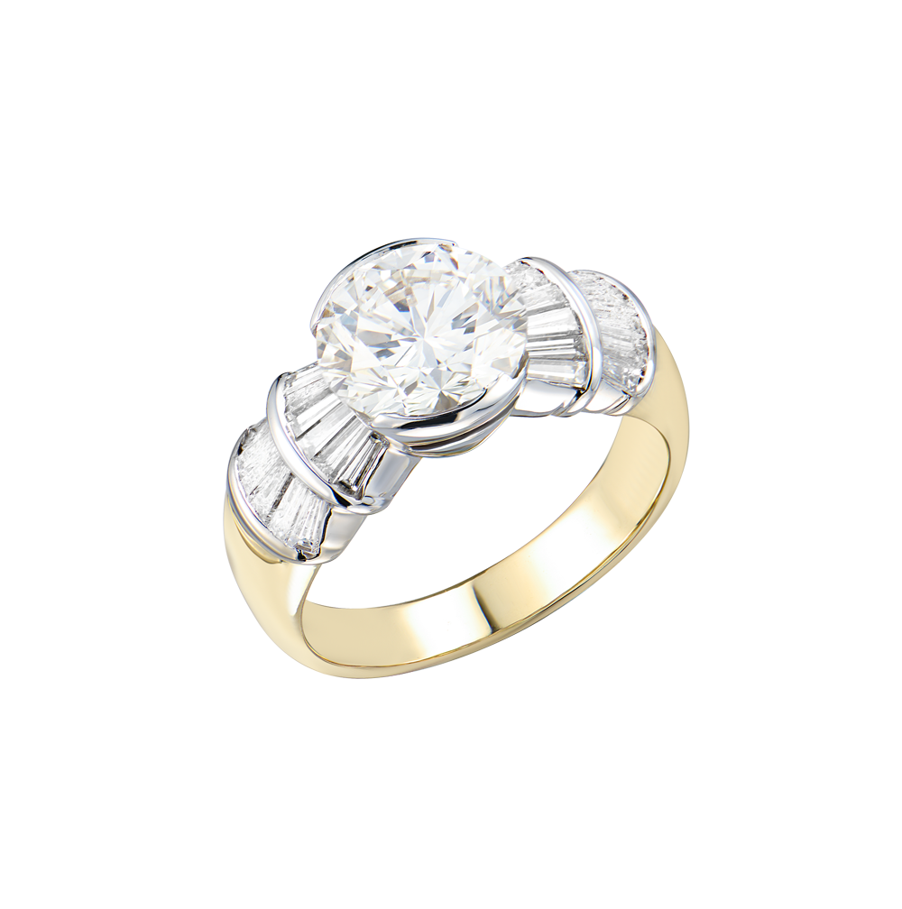 Кольцо No name 2,93 ct H/VS2 Round Brilliant & 0,46 ct Trapezoid(48995) №5