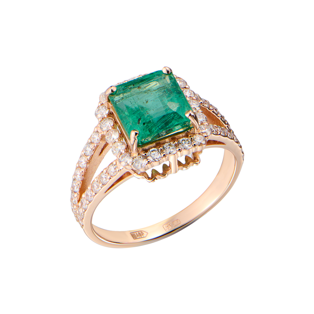 Кольцо No name с изумрудом 2,40 ct Light Bluish Green/SI1 и бриллиантами(51944) №5