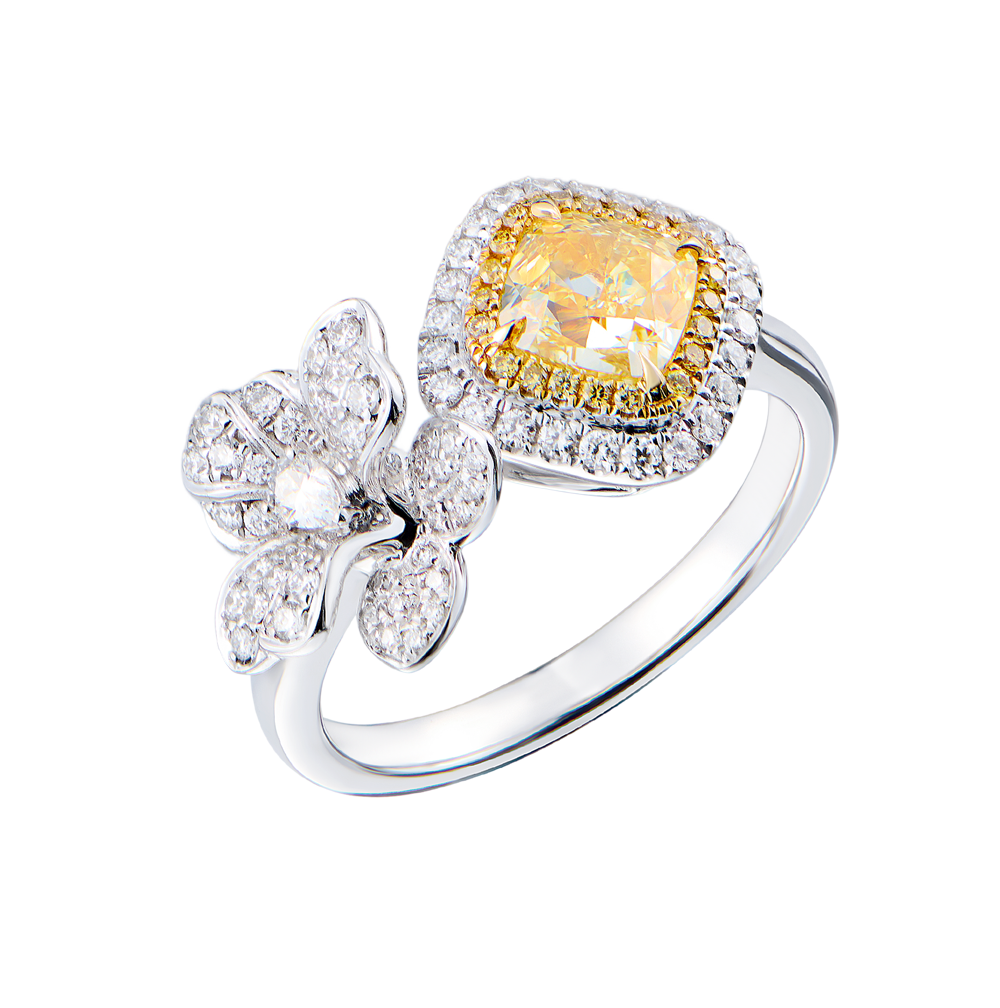 Кольцо GIA 1,02 ct Fancy Light Yellow/VS1 Cushion Cut & White Gold(54889) №5