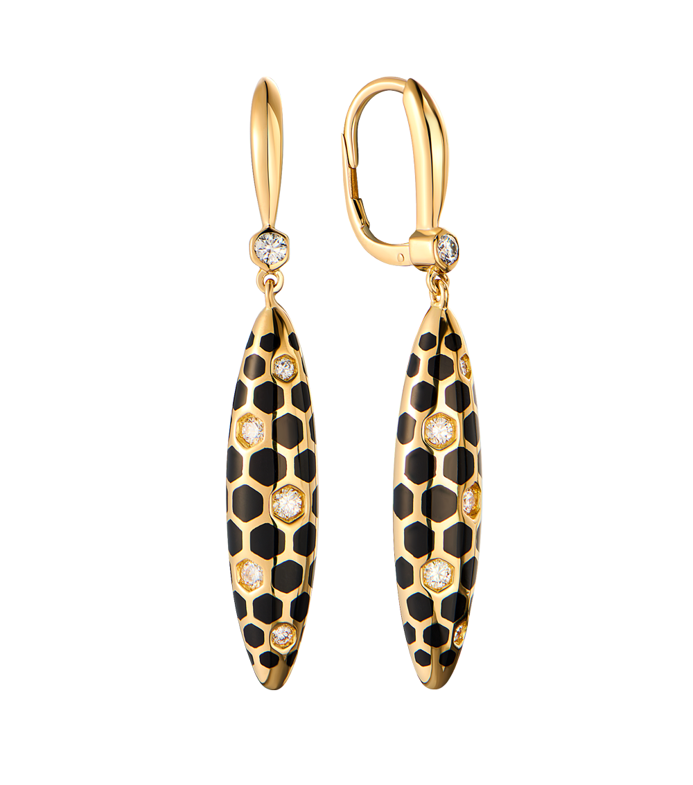 Серьги Magerit Nature Collection Yellow Gold & Diamonds & Enamel(54394) №3