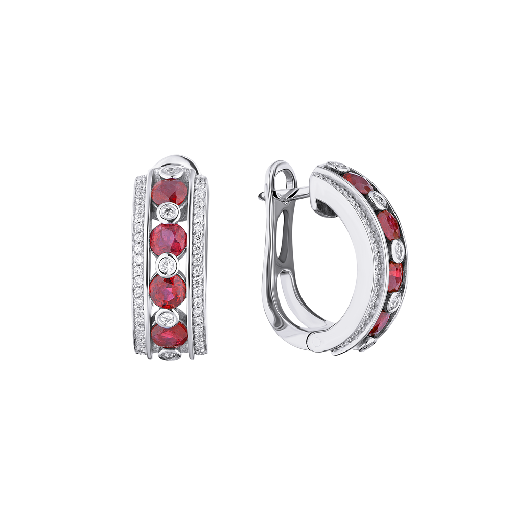Серьги Ralfdiamonds Natural Ruby 2.10 ct & Round Cut Diamonds 0.54 ct(26579) №5