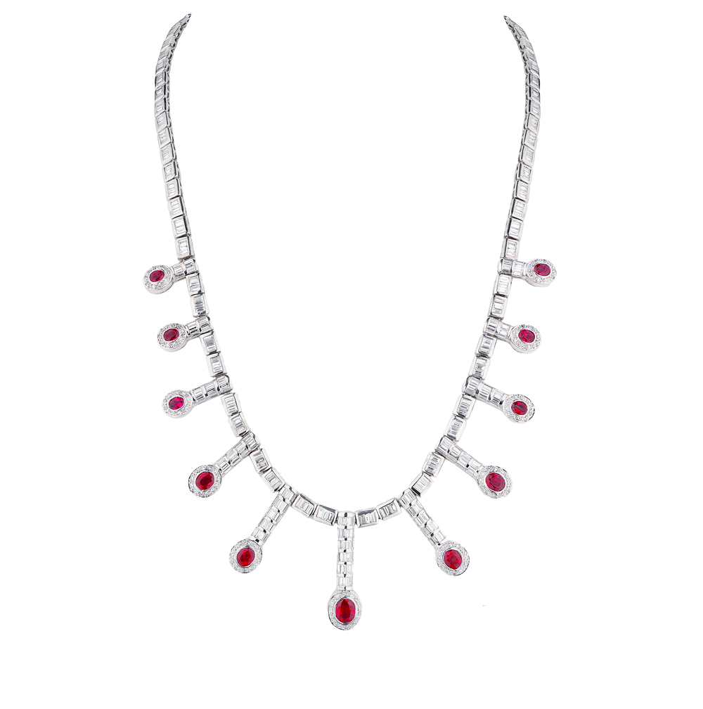 Колье No name Natural Ruby 3,35 ct Strong-Deep Purplish Red & 7.50 ct Natural Diamonds(34441) №6