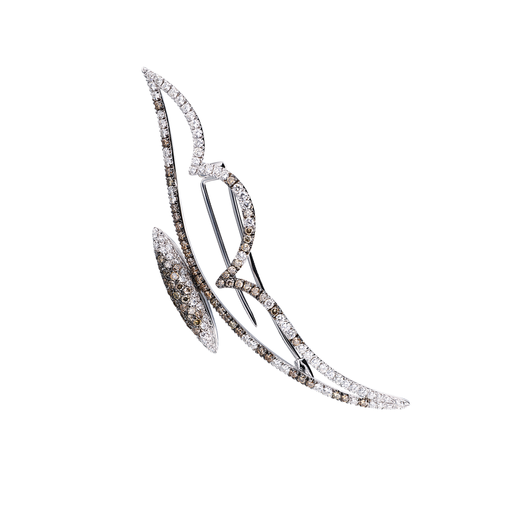 Брошь No name 2,60 ct Round Cut White & Fancy Brown Diamonds(33917) №4